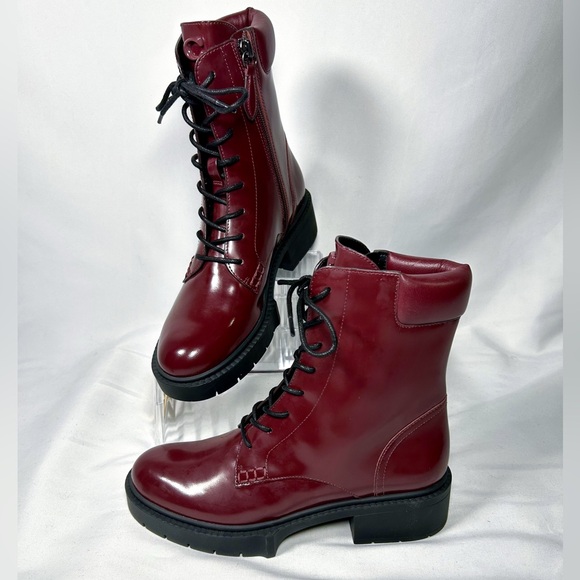 Coach Shoes - COACH ‘Leighton’ Lace-up Combat Boots in Burgundy